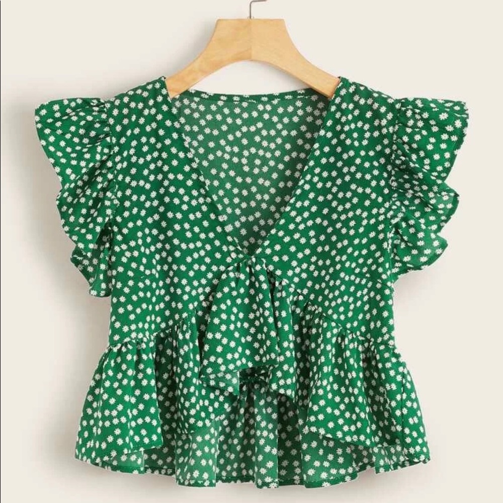 🍒 SHEIN V-NECK FLORAL BLOUSE